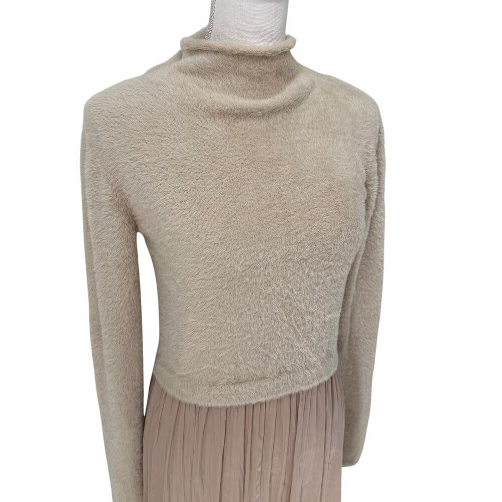 Rachel Zoe Mixed Media Sweater Maxi Dress w/ Pleated Skirt Medium - Picture 2 of 7